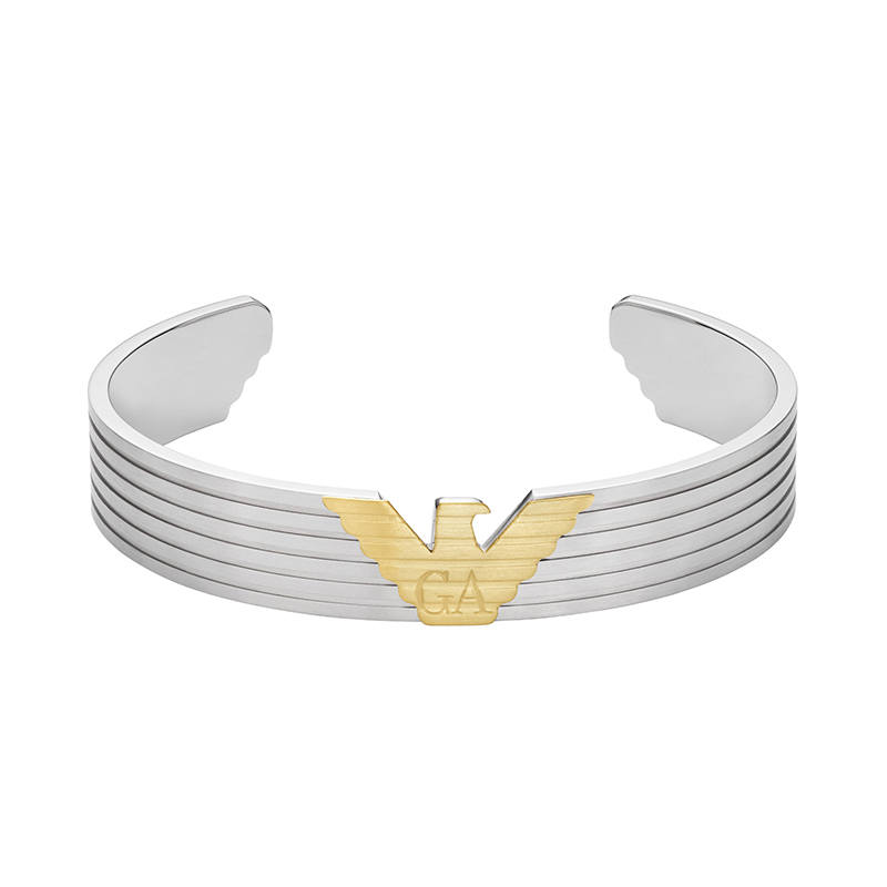 EMPORIO ARMANI Two Tone Stainless Steel Cuff Bracelet