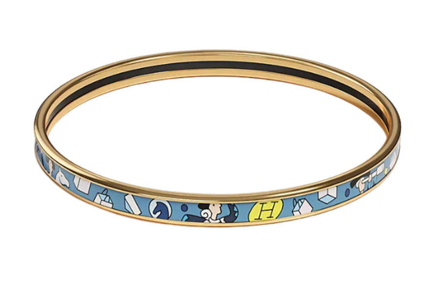 HERMES HERMES L'Epopee Gold Plated, Enamel Bangles Women's Gold