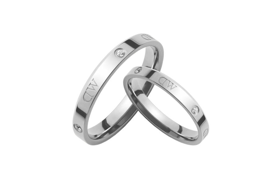 DW/DanielWellington Daniel Wellington Synthetic Cubic Zirconia Alloy Rings Unisex Elegant Silver