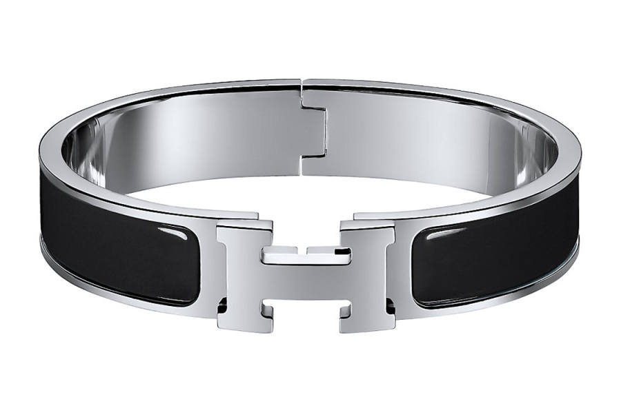 HERMES HERMES Clic H Bangles Women's Black/Silver