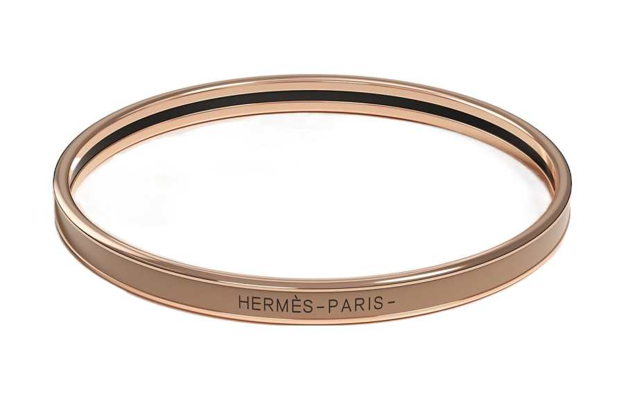 HERMES HERMES Uni Rose Gold plated Bangles Women's Chestnut Brown