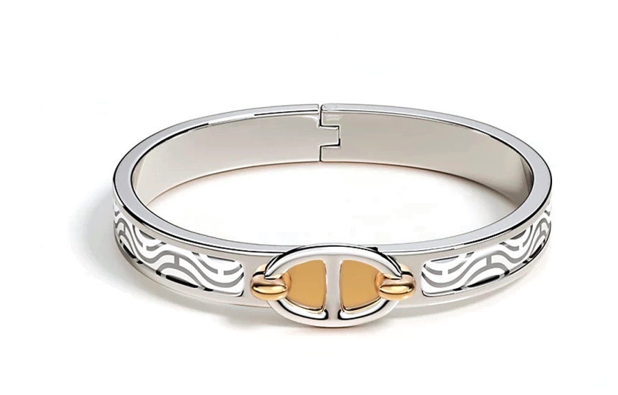HERMES HERMES Mini Clic Chaine D'Ancre Bangles Women's Silver