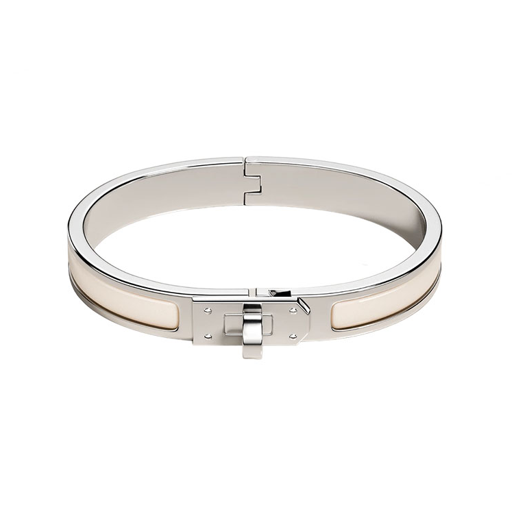 HERMES HERMES Mini Clic Kelly Enamel Bangles Women's Silver
