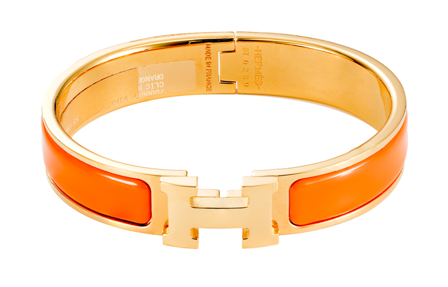 HERMES HERMES Clic H Bangles Unisex Orange Gold