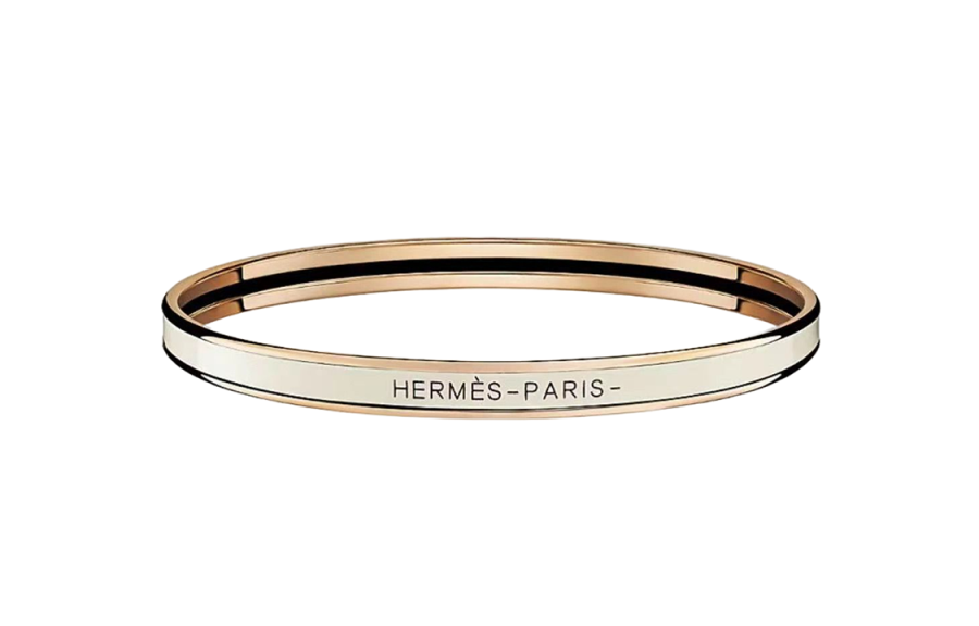 HERMES HERMES Uni Rose Gold plated Bangles Women's Cream White