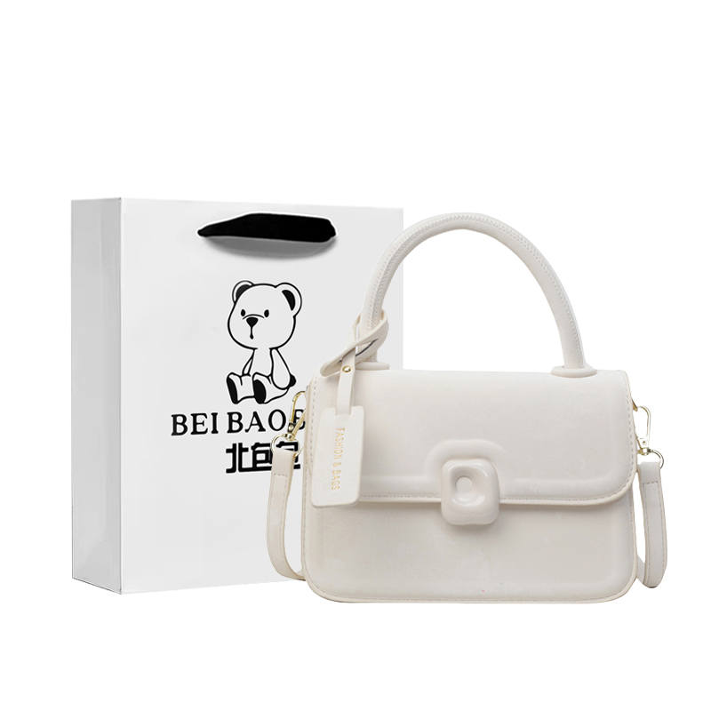 BEIBAOBAO Pu Handbag, Small Square Bag, Crossbody Bag Regular Women's Ecru/Black/Pink/Blue