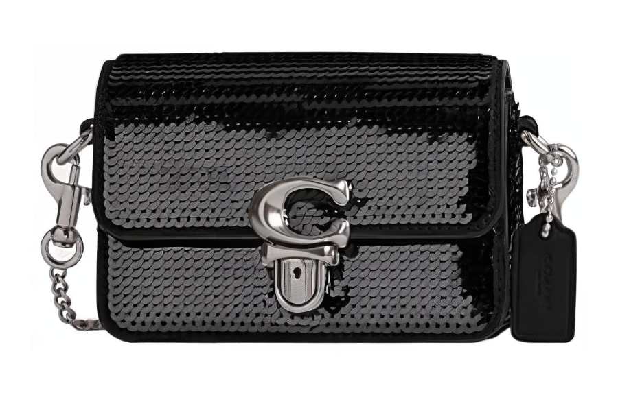 COACH Studio Cow Leather Small Square Bag, Crossbody Bag, Shoulder Bag Mini Women's Black