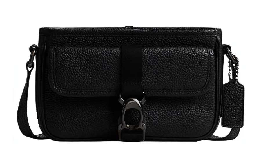 COACH Beck Cow Leather Shoulder Bag, Crossbody Bag Small Men's Black