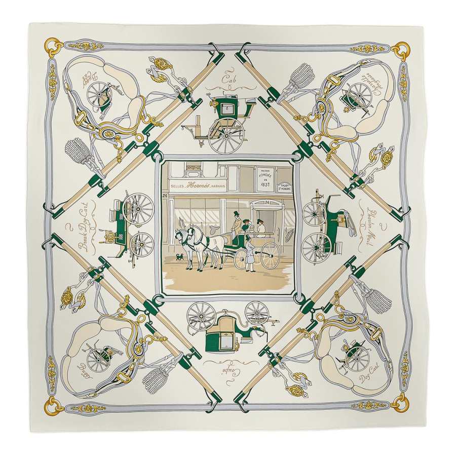 HERMES Horseback Thigh Scarves Women's White