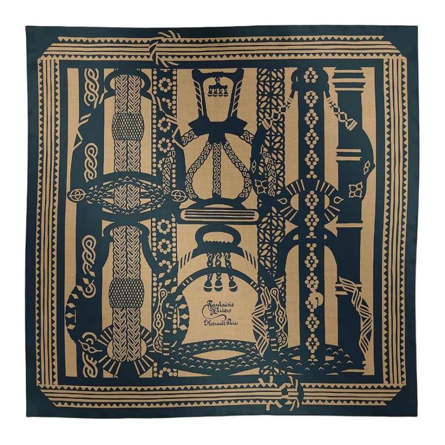 HERMES Cashmere Silk Scarves Women's Brown/Orange