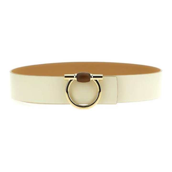 Ferragamo FERRAGAMO Calfskin Leather Belts Women's Yellow Width 5cm