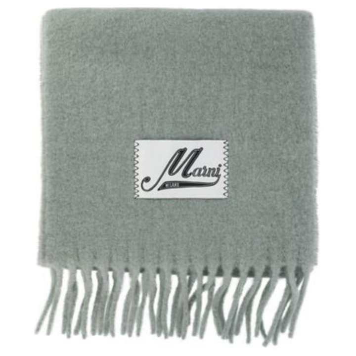 MARNI MARNI Logo Patch Fringed Edge Scarf