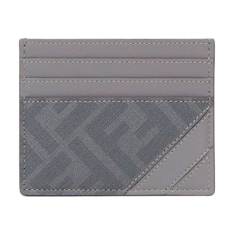 FENDI Calfskin Card Holder Men's Gray