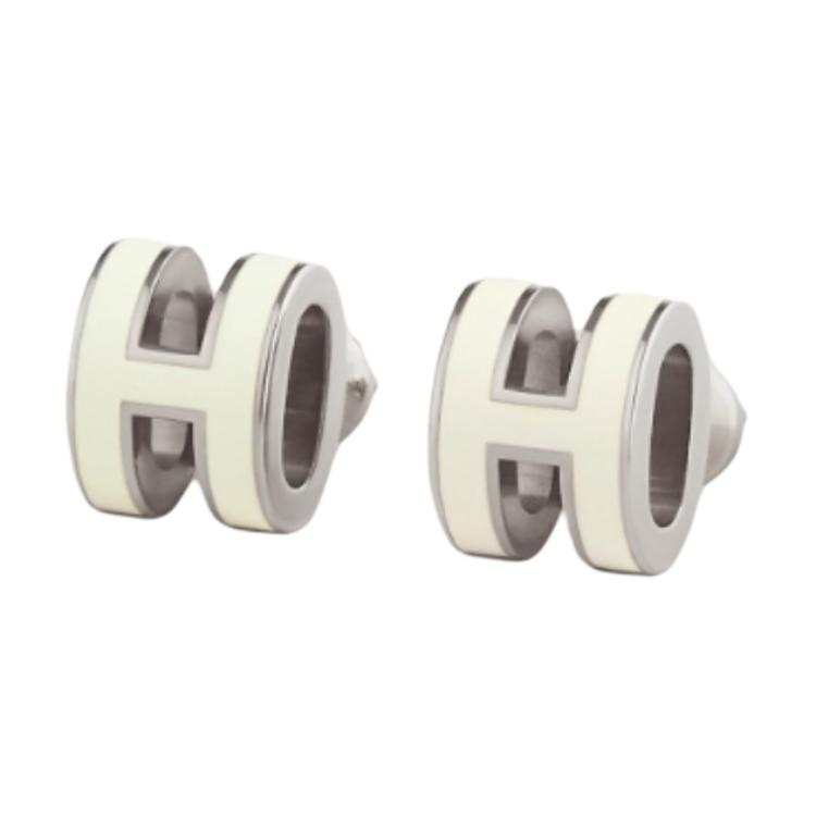 HERMES POP H Metal Stud Earrings Women's Multicolor