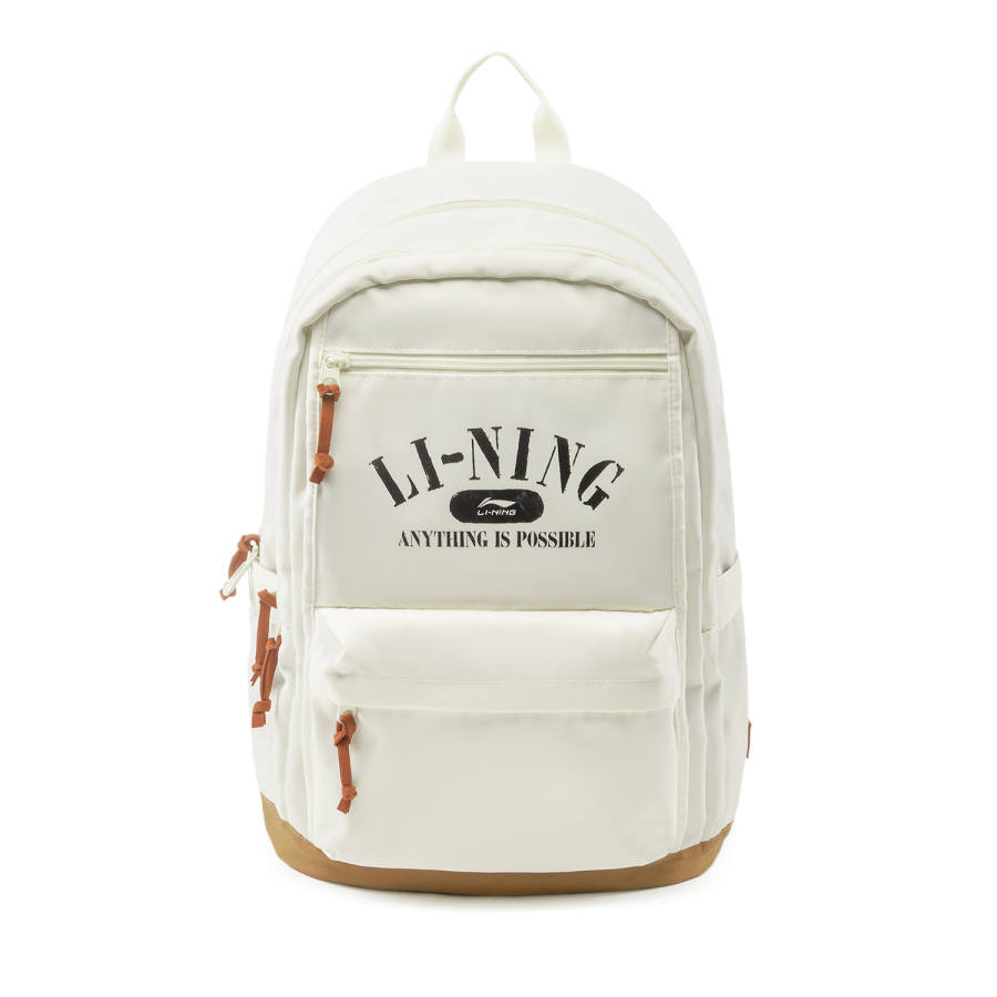 Li-Ning Li Ning Sports Life Collection Fashion Trend Polyester Backpack Unisex Ivory