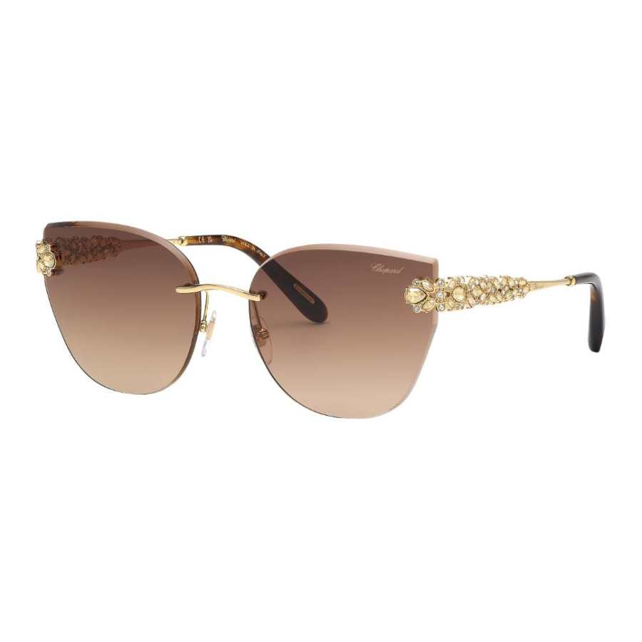 Chopard CHOPARD Crystal Irregular Shape Sunglasses Women's Gold