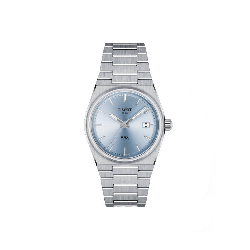 TISSOT PRX Quartz Movement 100m Waterproof Women's Watch 35mm Blue Dial Stainless Steel Case