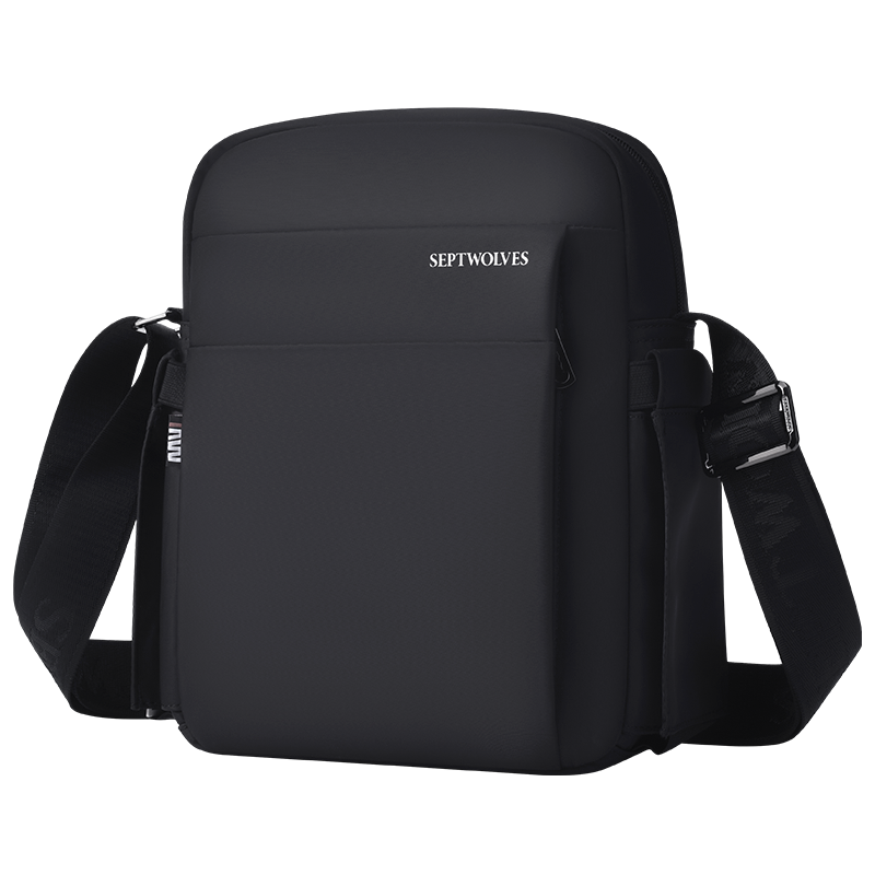 SEPTWOLVES Fabric Crossbody Bag, Shoulder Bag Men's Black
