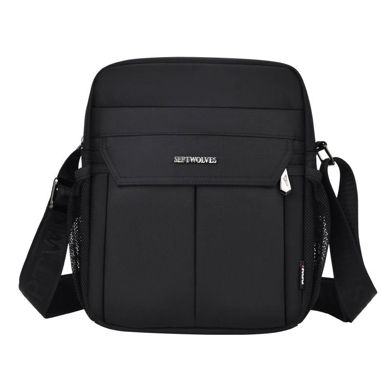 SEPTWOLVES Fabric Crossbody Bag, Shoulder Bag Regular Men's Black