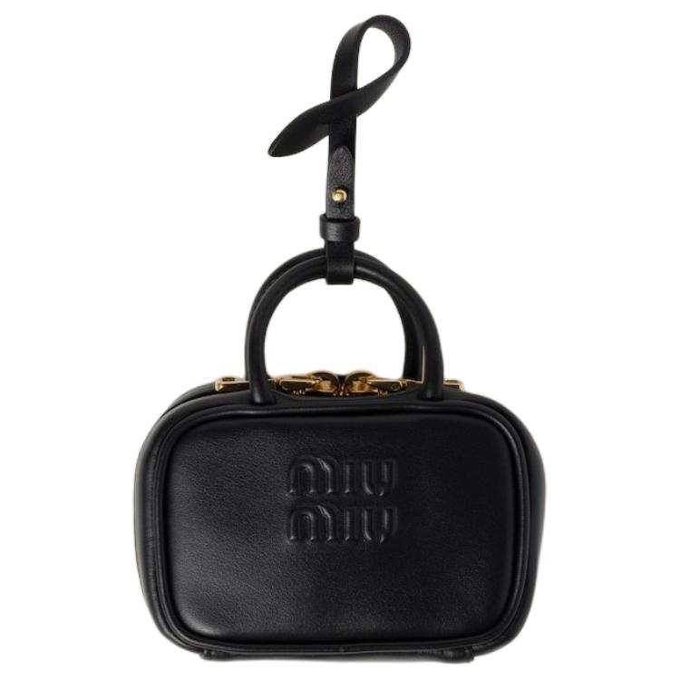 MIU MIU Leather Bag Charm Bag Accessory Women's Black