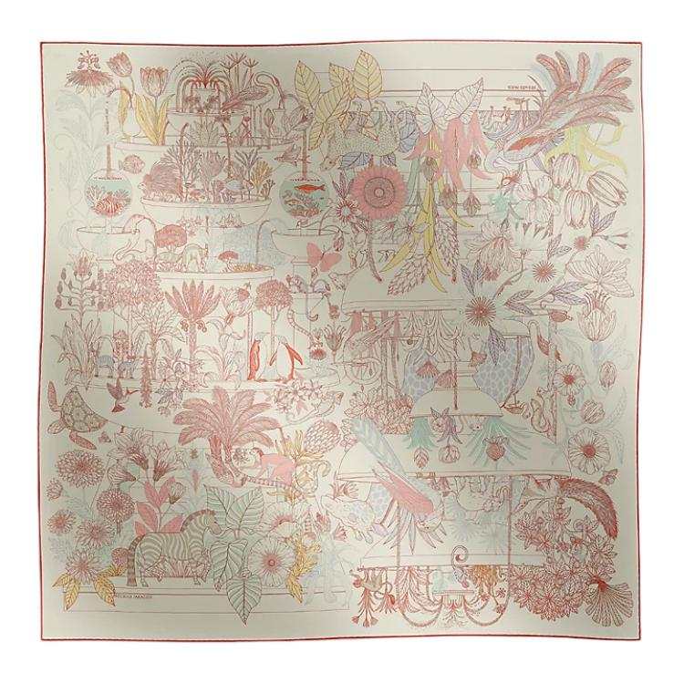 HERMES Mulberry Silk Scarves Women's Pink