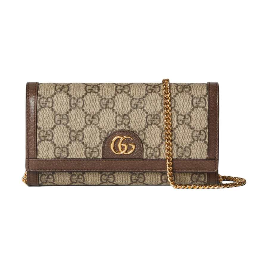 GUCCI Ophidia Supreme Canvas Shoulder Bag, Crossbody Bag, Wallet Women's Beige & Ebony