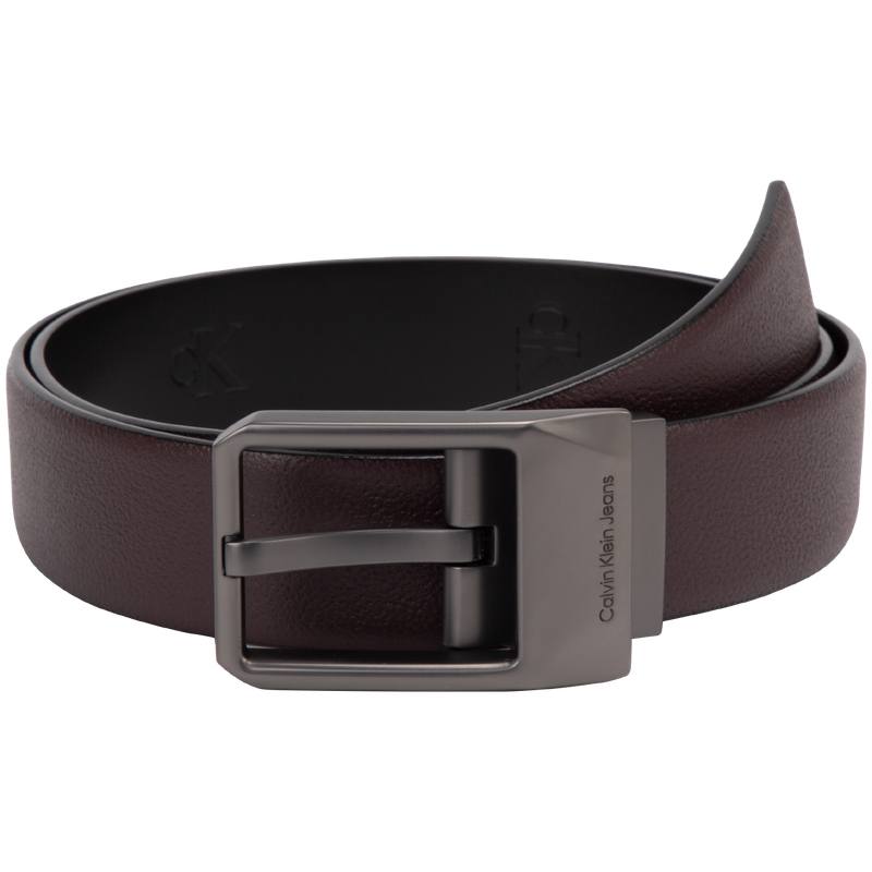 CALVIN KLEIN Cow Leather Belts Men's Dark Brown/Black Width 3.5cm