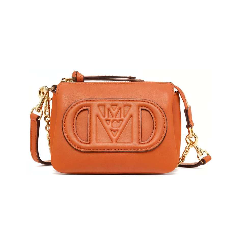 MCM Mode Travia Calfskin Leather Clutch Mini Women's Brown