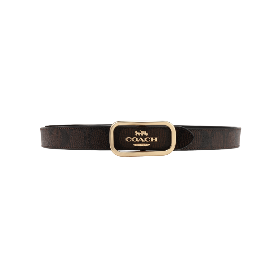 COACH COACH Smooth Buckle Cow Leather, PU Artificial Leather Belts Women's Black Width 2.5cm