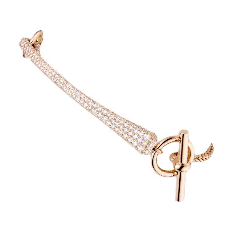 HERMES Diamond Bracelets Women's Rose Gold