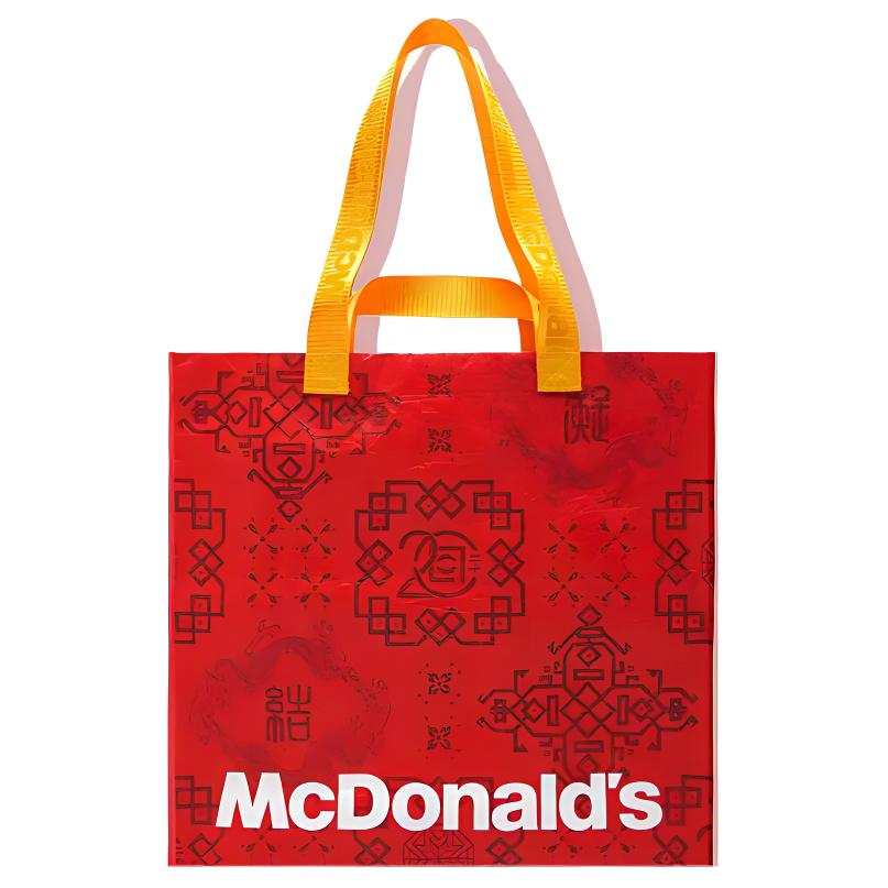 CLOT McDonald's, Collaboration Polyethylene PE Tote Bag, Shopping Bag, Shoulder Bag, Handbag Regular Unisex Red