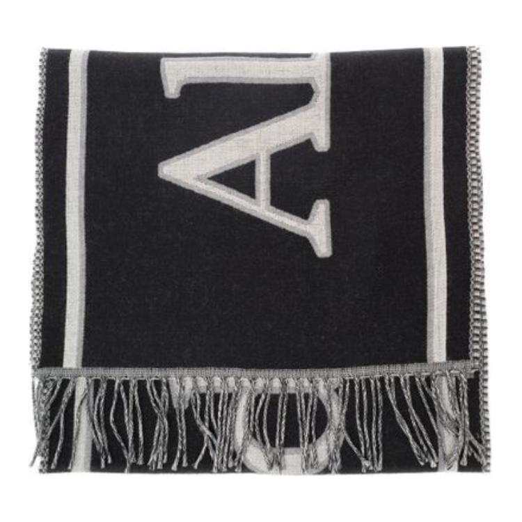 Alexander McQueen Logo Printed Fringed Scarf