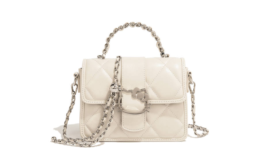 Sanrio Kitty Hello Kitty, Collaboration Pu Crossbody Handbag, Small Square Bag Medium Women's White