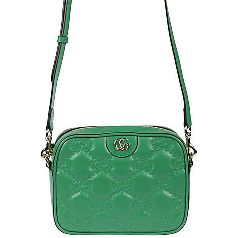GUCCI GG Matelassé Leather Camera Bag Small Square Bag Shoulder Bag, Handbag Small Women's Emerald Green