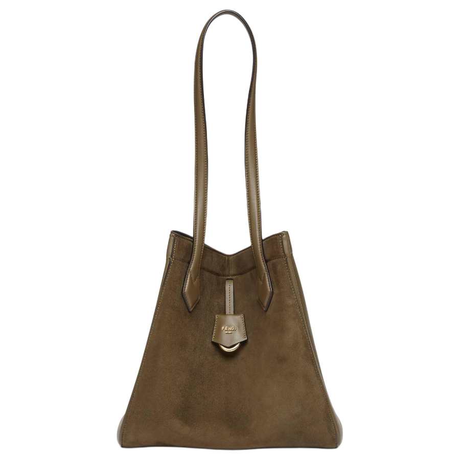 FENDI Origami Goatskin Handbag, Shoulder Bag Women's Dark Green