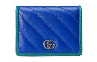 GUCCI Leather Wallet Women's Blue