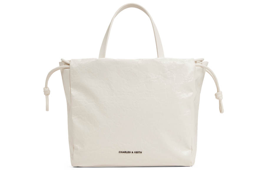 CHARLES&KEITH Pu Crossbody Handbag Small Women's Black/Cream Milk White