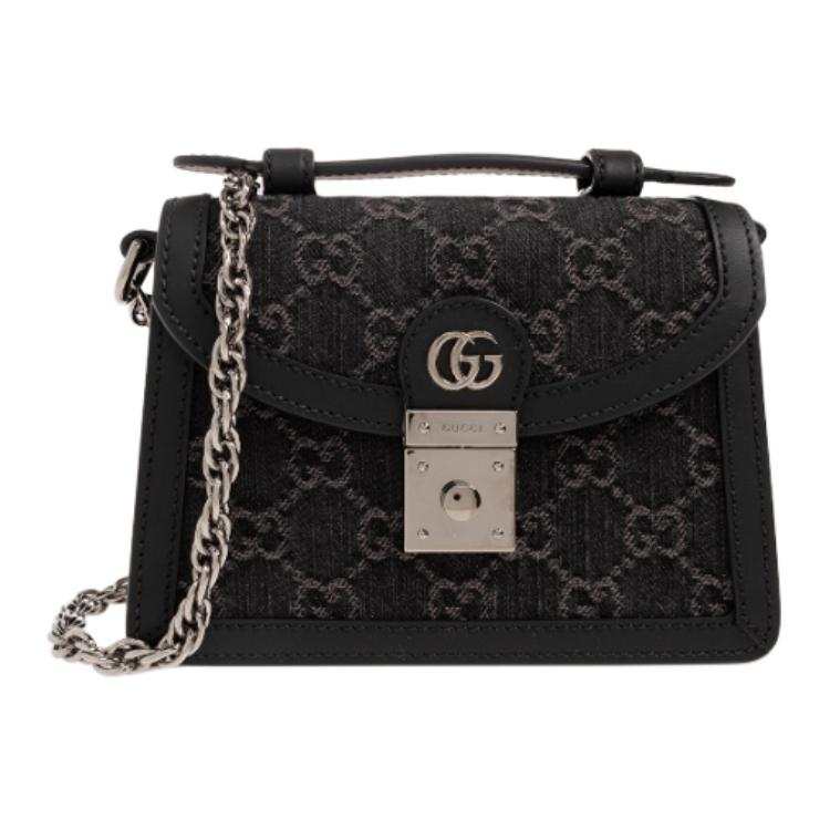GUCCI Ophidia Denim Shoulder Bag, Crossbody Bag, Handbag Mini Women's Black & Gray