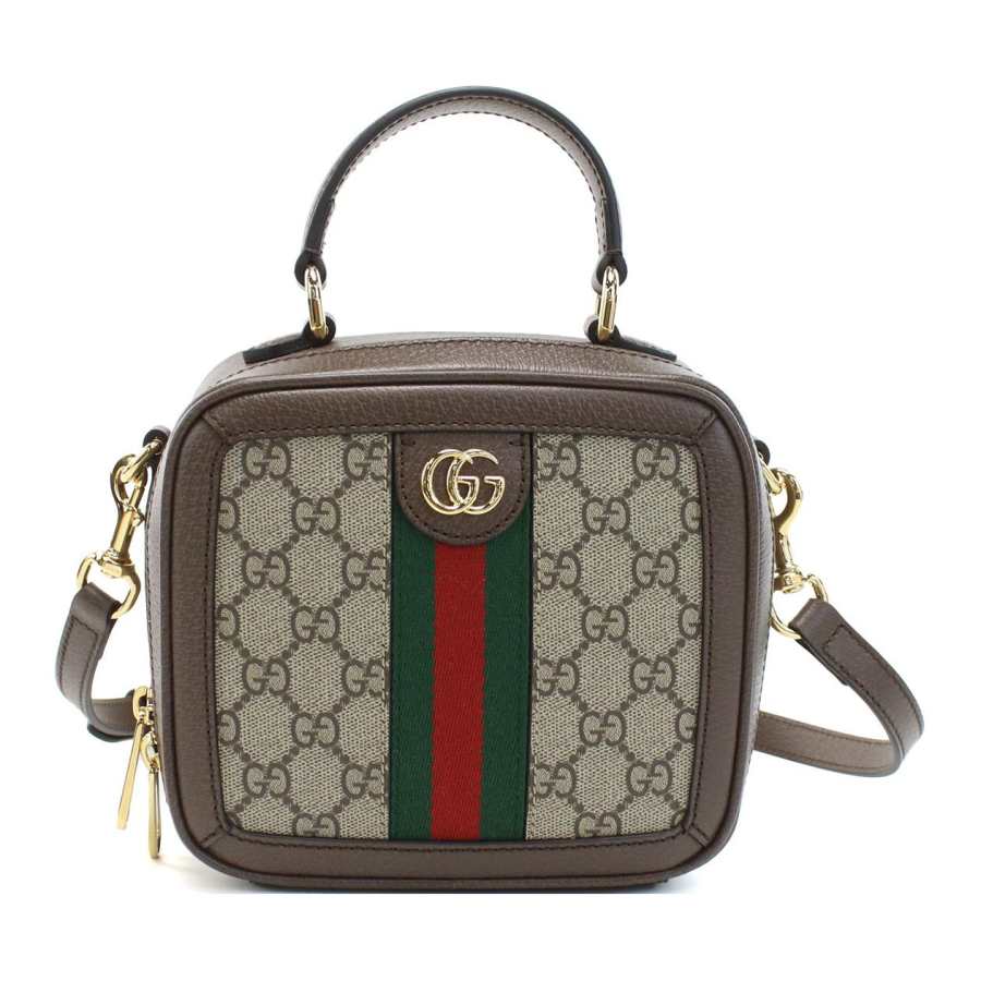 GUCCI Ophidia Canvas With Leather Shoulder Bag, Crossbody Bag, Handbag Mini Women's Beige & Ebony