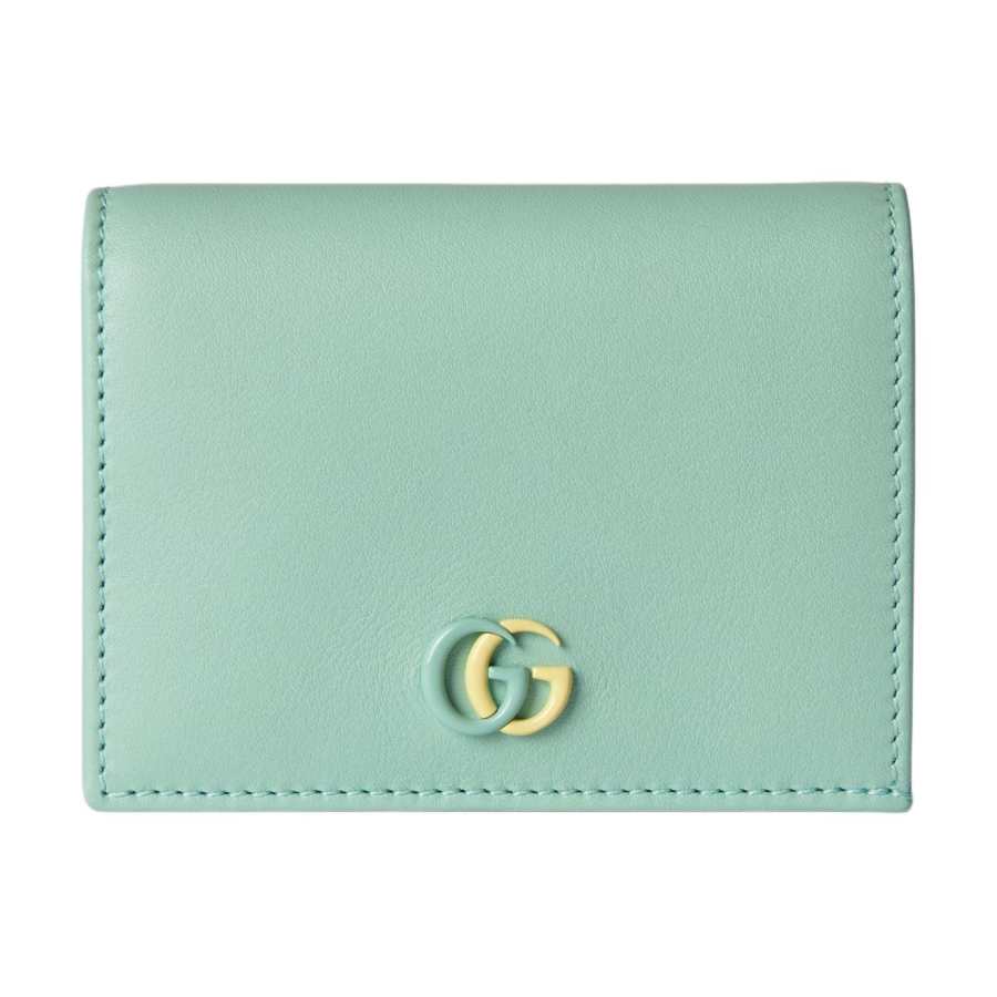 GUCCI GG Marmont Leather Card Holder Women's Light Green & Light Yellow