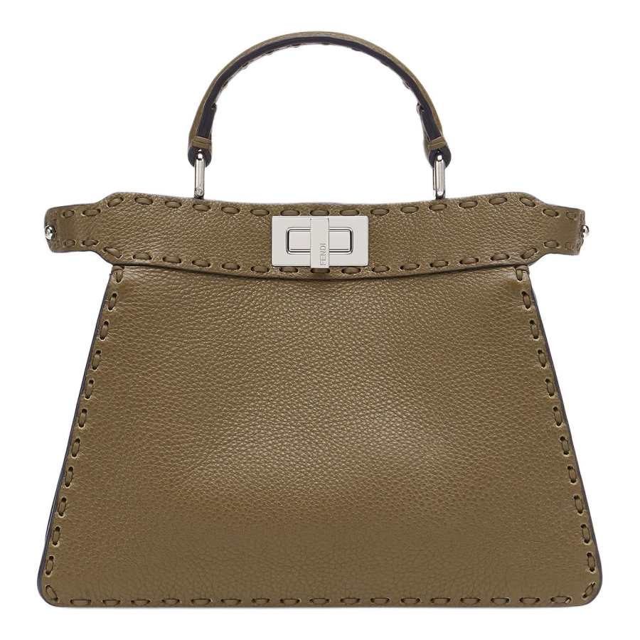 FENDI Peekaboo ISeeU Calfskin Shoulder Bag, Crossbody Bag, Handbag Small Women's Dark Green
