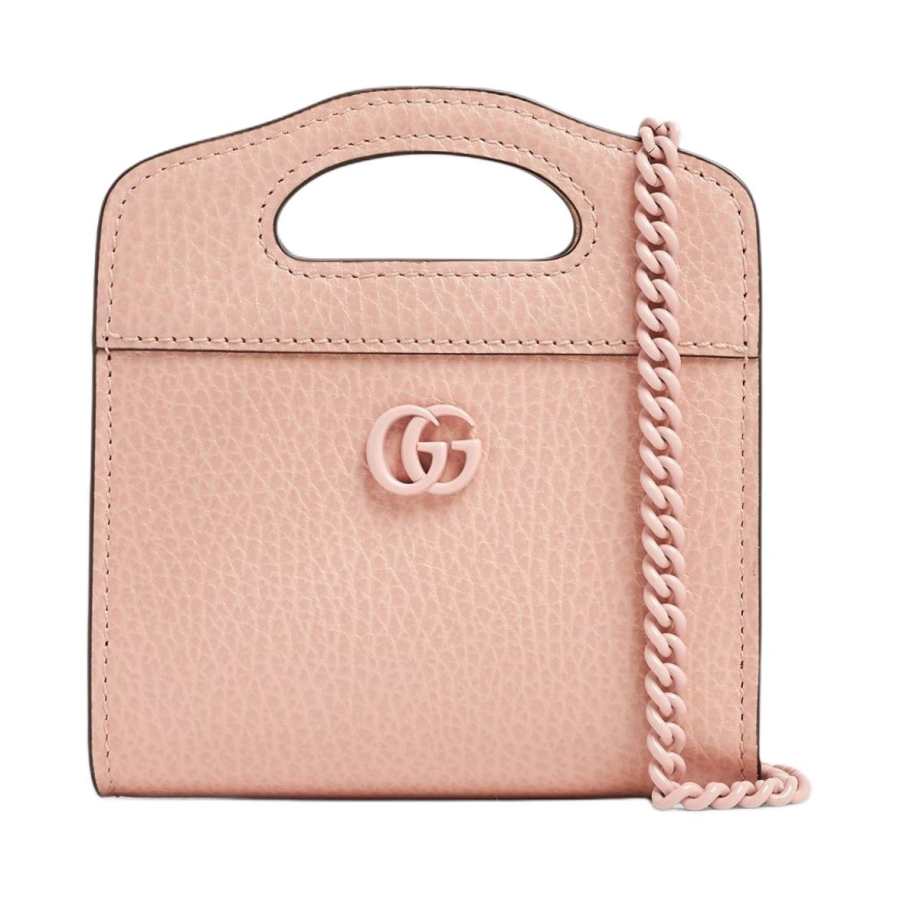 GUCCI GG Marmont Leather Card Holder Women's Pink