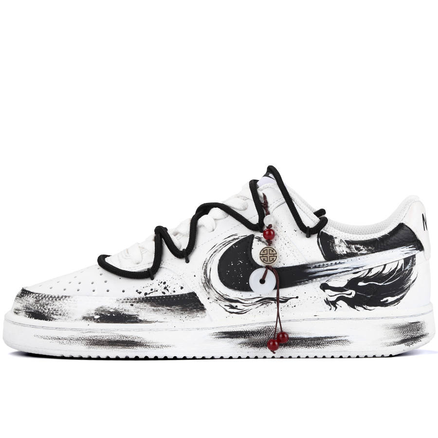 Nike Nike Court Vision 1 Ink Wash Dragon Rhythm 2.0 Slip Resistant Low top Skateboard Shoes Men's Black White