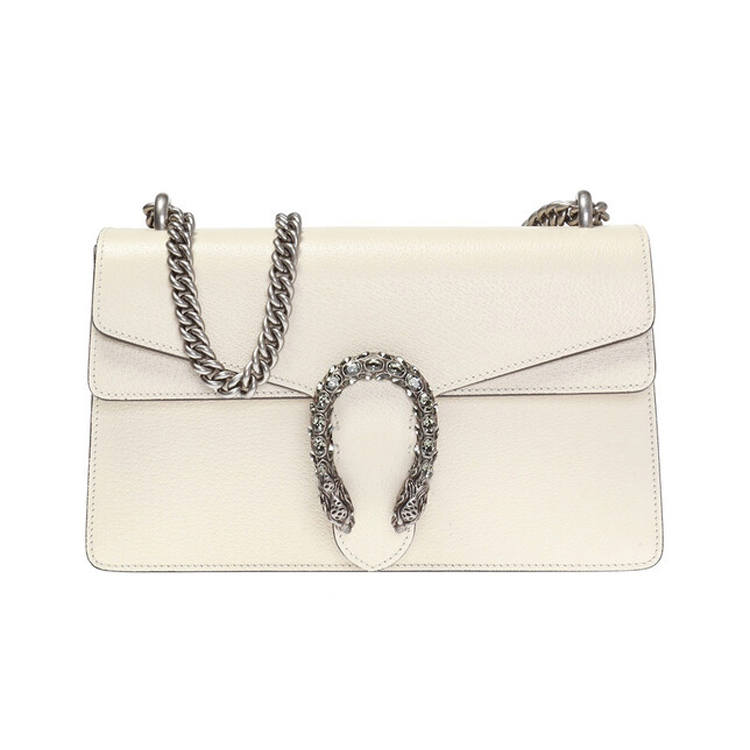 GUCCI Dionysus Leather Crossbody Bag, Shoulder Bag Small Women's White