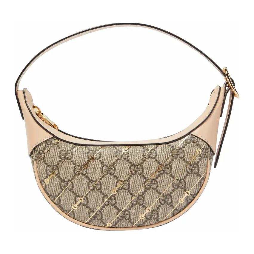 GUCCI Ophidia Canvas With Leather Finish Handbag, Shoulder Bag Women's Beige & Ebony