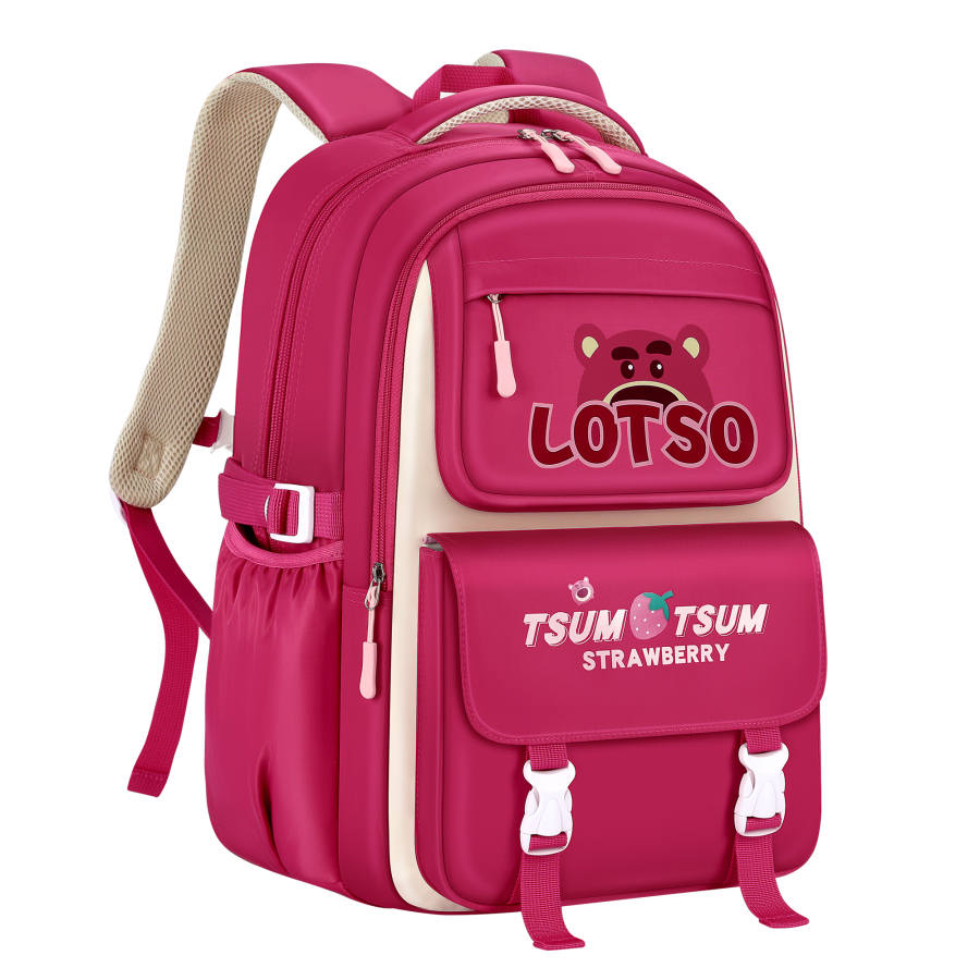 Disney Lotso Water Repellent Fabric Backpack Women's Good Looking Student Backpack Large Kids' Pink