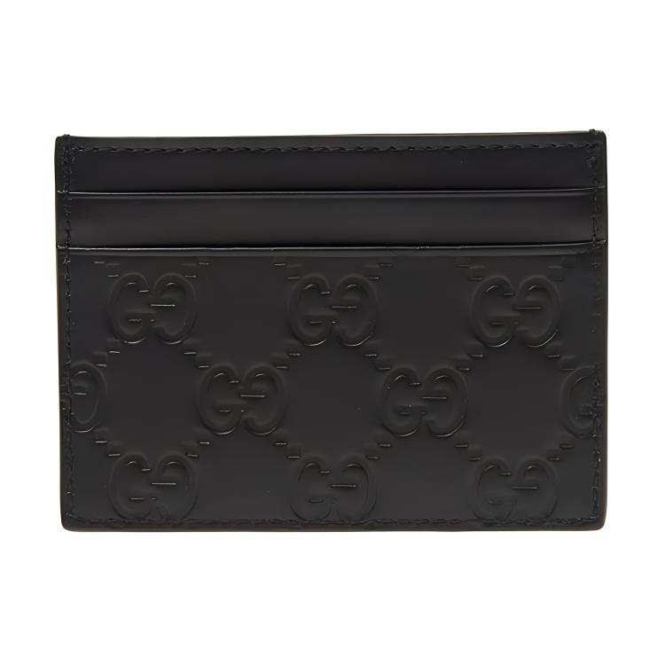 GUCCI Leather Card Holder Card Holder Women's Black