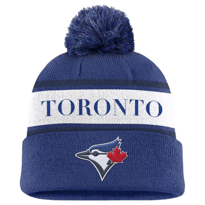 Nike Nike Toronto Blue Jays Team Stripe Peak Men's Nike Mlb Cuffed Pom Beanie