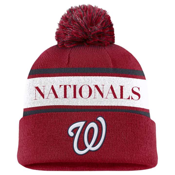 Nike Nike Washington Nationals Team Stripe Peak Men's Nike Mlb Cuffed Pom Beanie