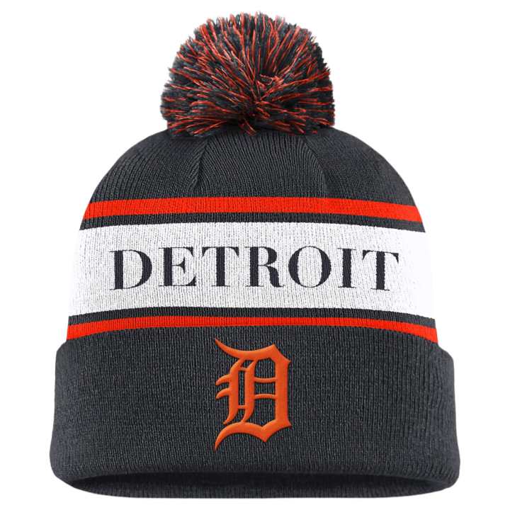 Nike Nike Detroit Tigers Team Stripe Peak Men's Nike Mlb Cuffed Pom Beanie